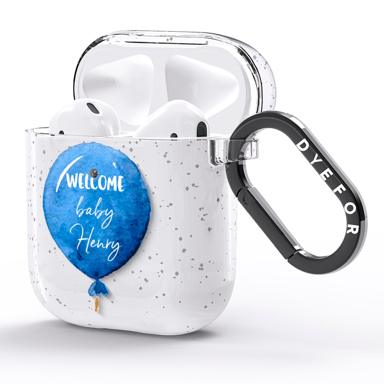 Welcome Baby Boy Balloon AirPods Glitter Case Side Image