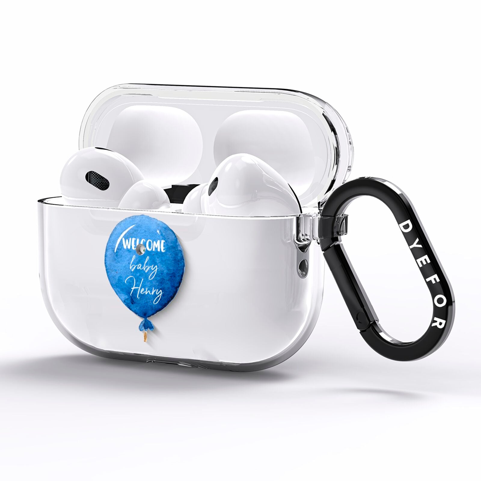 Welcome Baby Boy Balloon AirPods Pro Clear Case Side Image