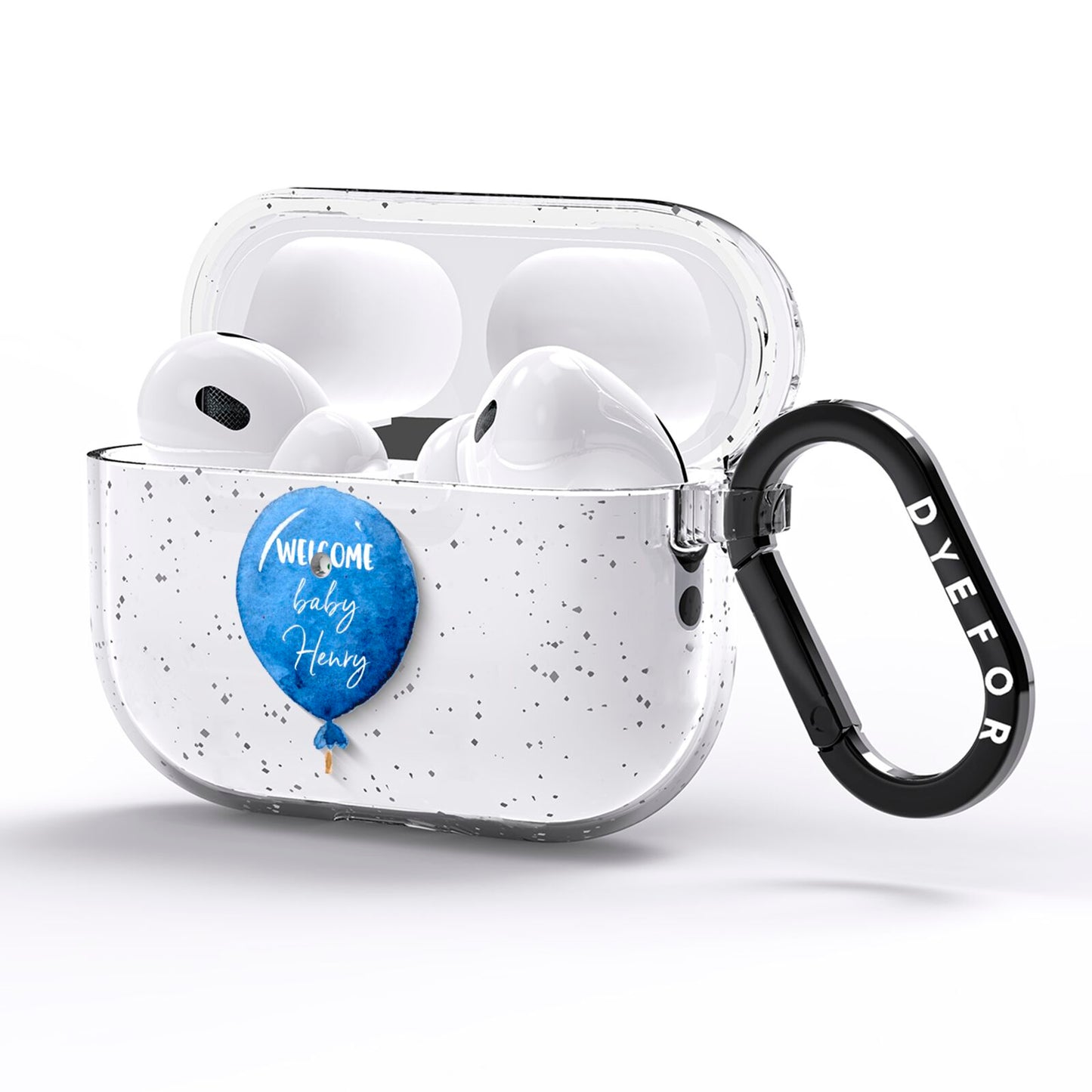 Welcome Baby Boy Balloon AirPods Pro Glitter Case Side Image