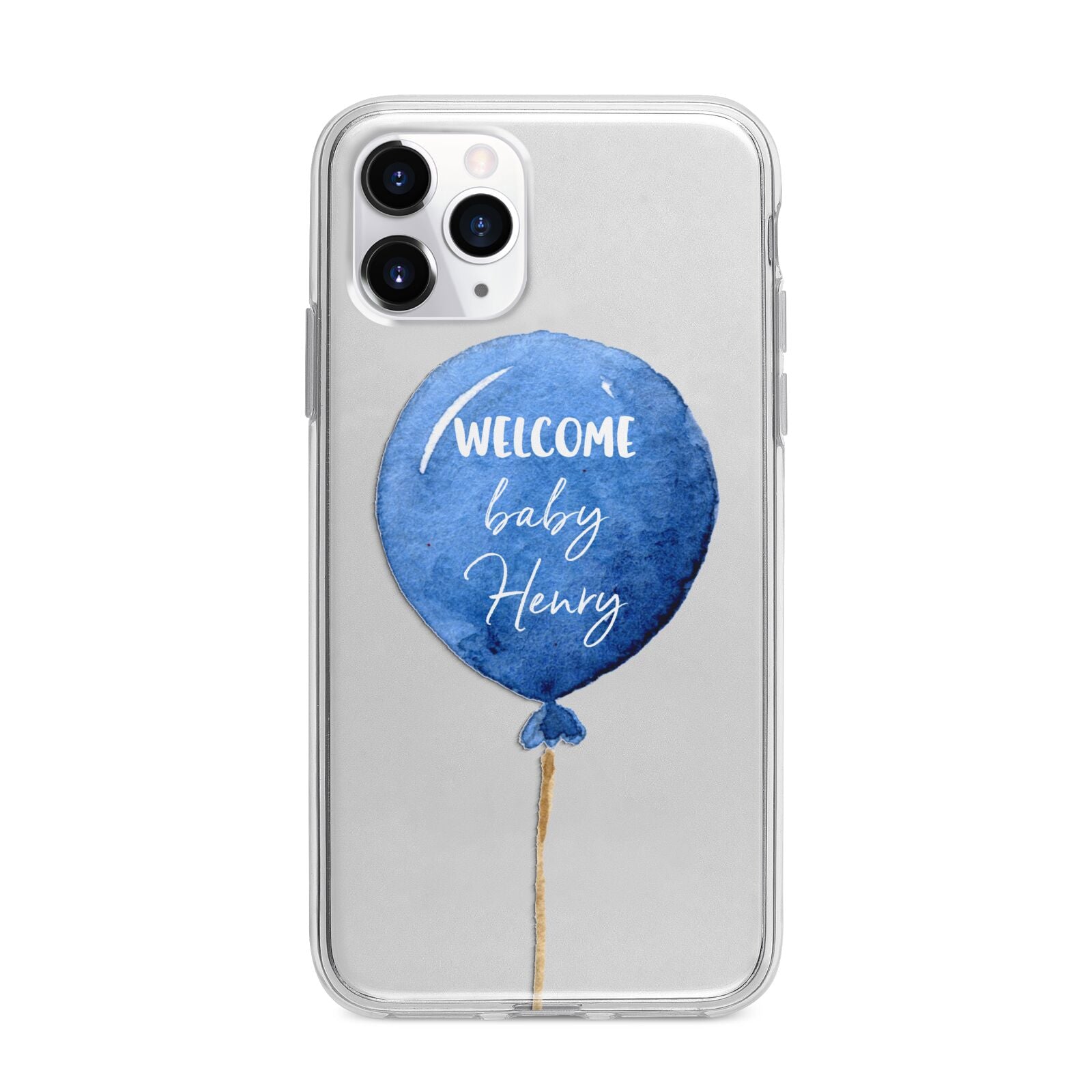 Welcome Baby Boy Balloon Apple iPhone 11 Pro Max in Silver with Bumper Case