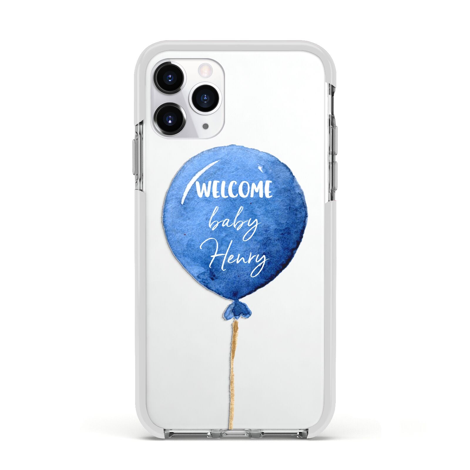 Welcome Baby Boy Balloon Apple iPhone 11 Pro in Silver with White Impact Case