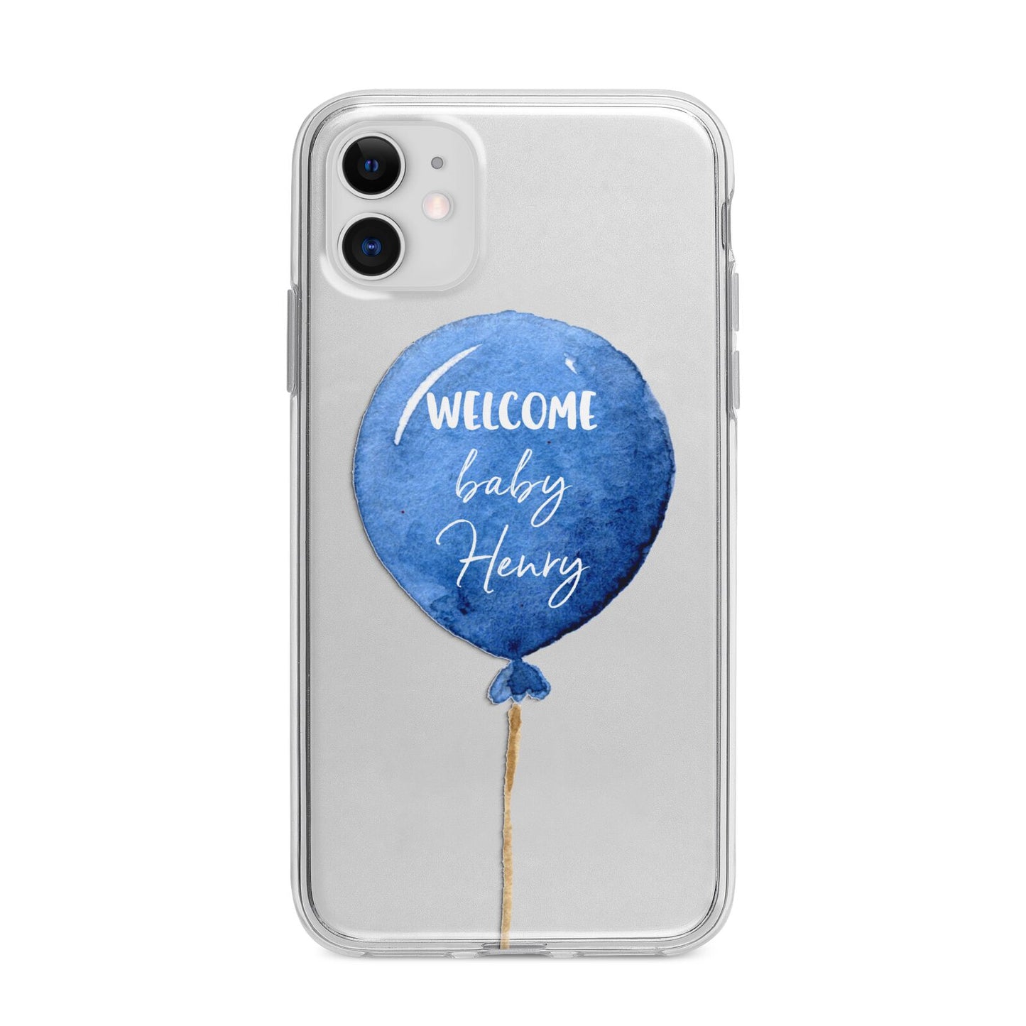 Welcome Baby Boy Balloon Apple iPhone 11 in White with Bumper Case