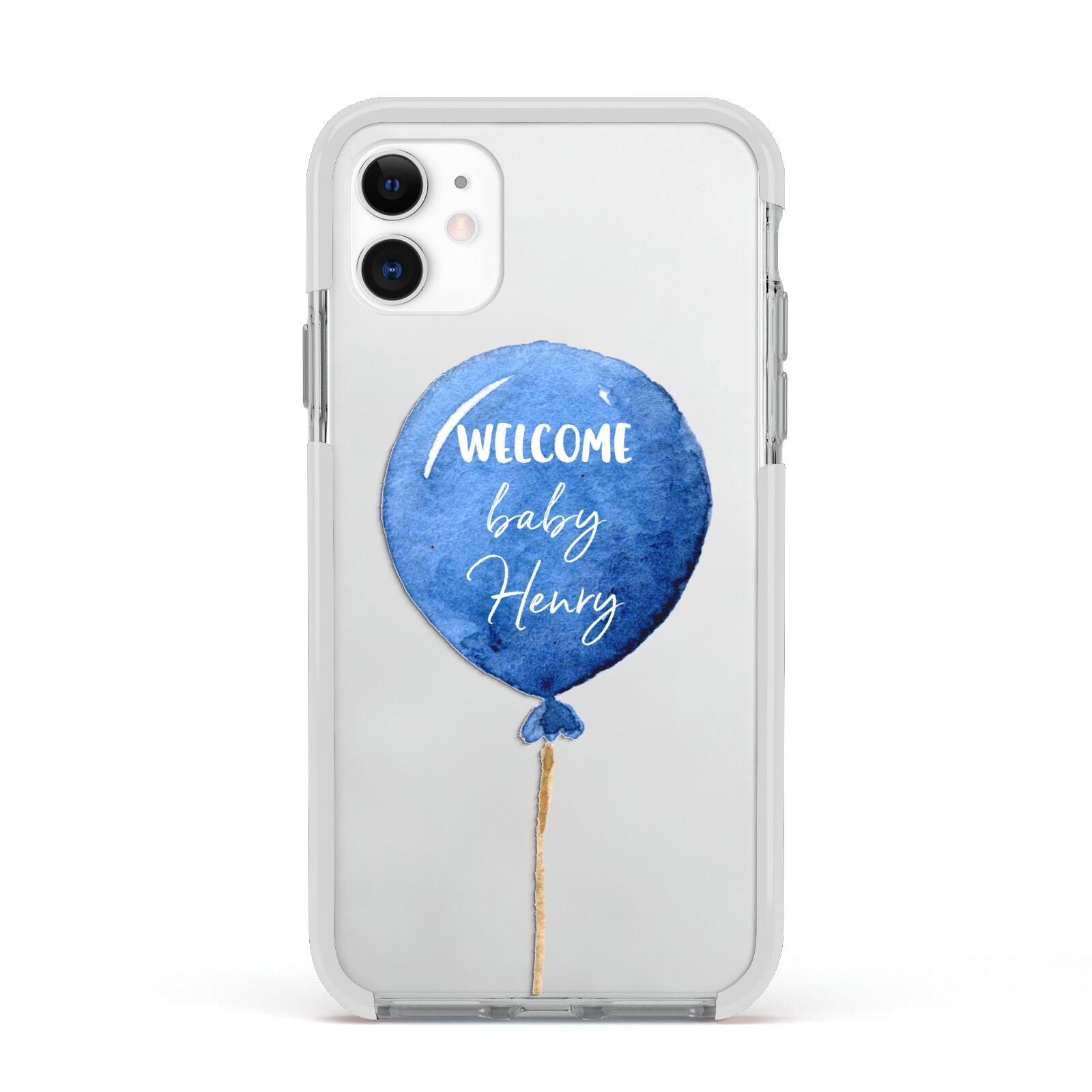 Welcome Baby Boy Balloon Apple iPhone 11 in White with White Impact Case