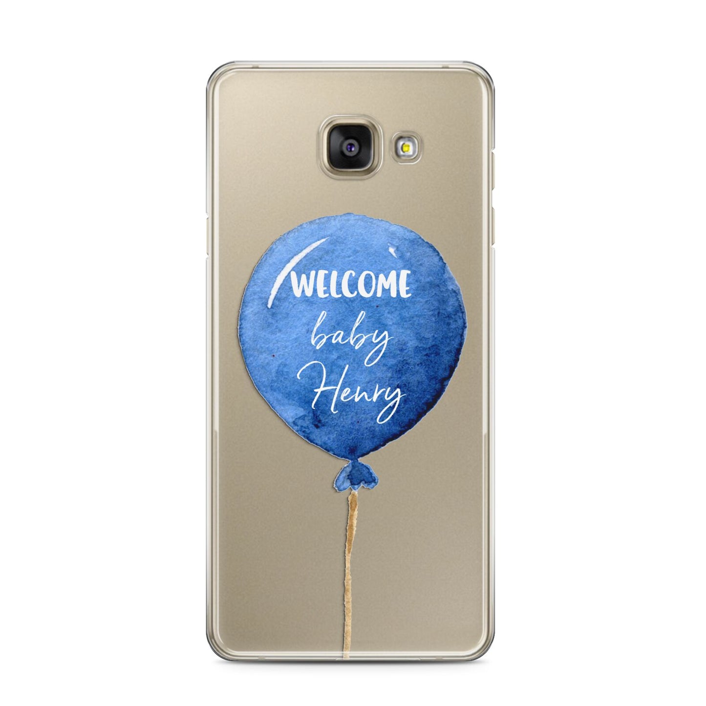 Welcome Baby Boy Balloon Samsung Galaxy A3 2016 Case on gold phone