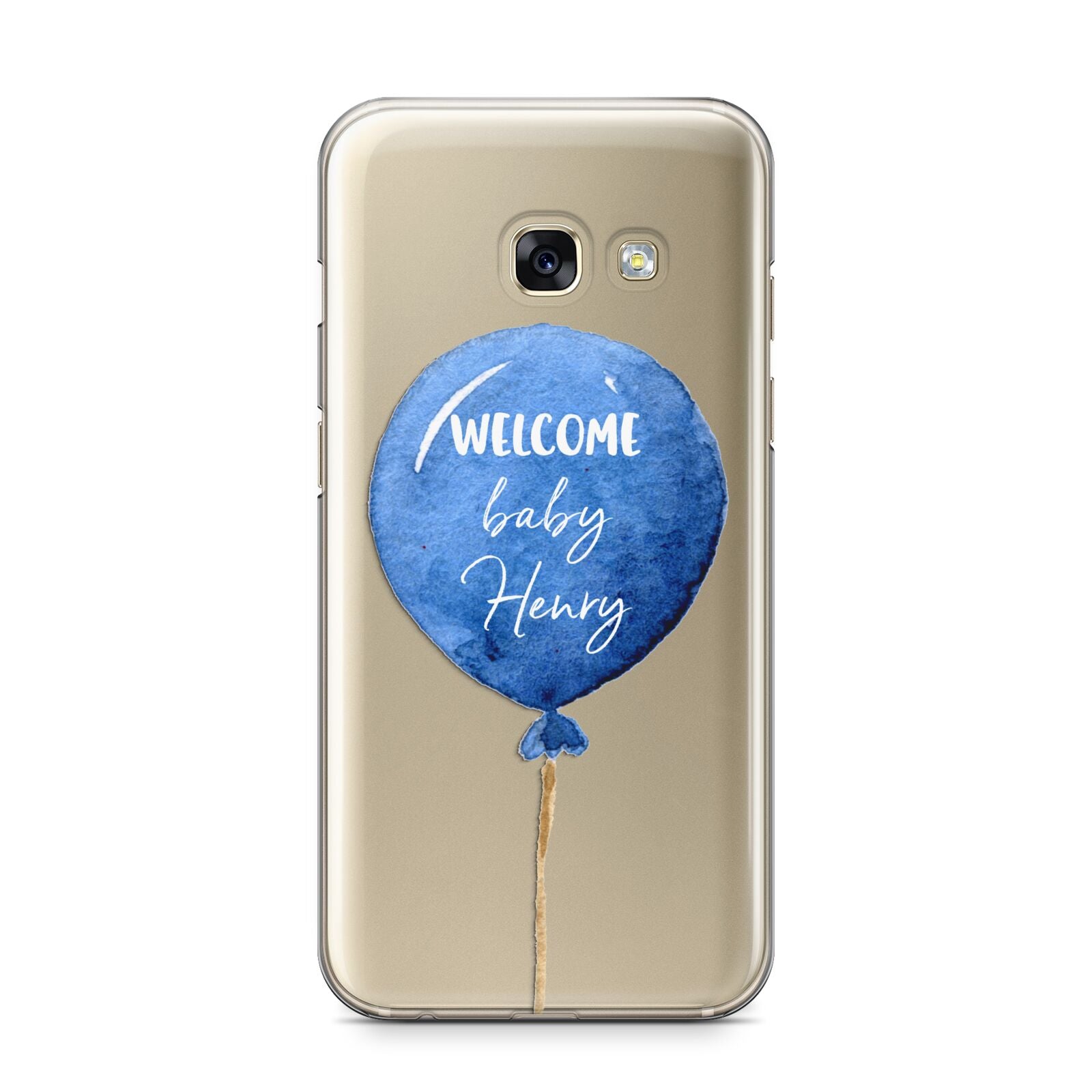 Welcome Baby Boy Balloon Samsung Galaxy A3 2017 Case on gold phone