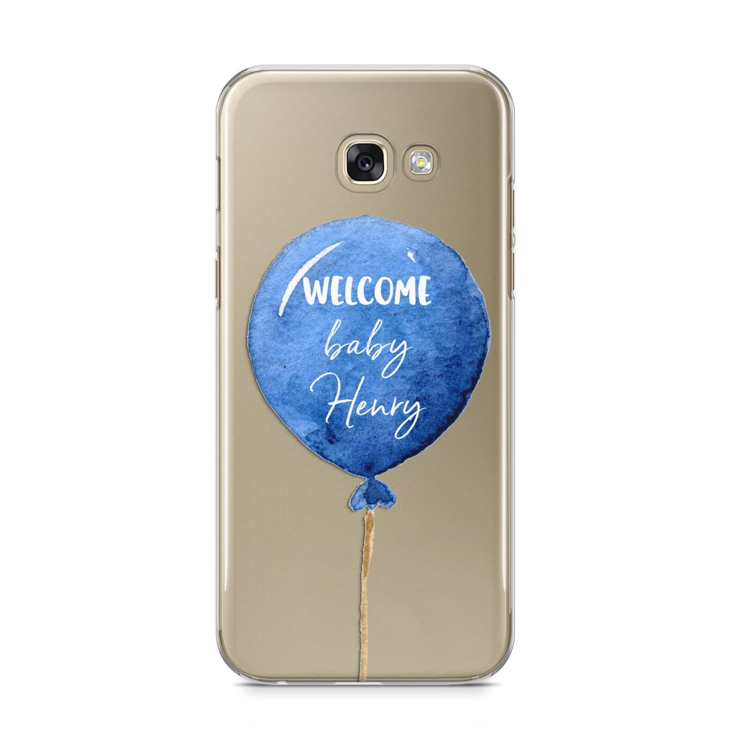 Welcome Baby Boy Balloon Samsung Galaxy A5 2017 Case on gold phone