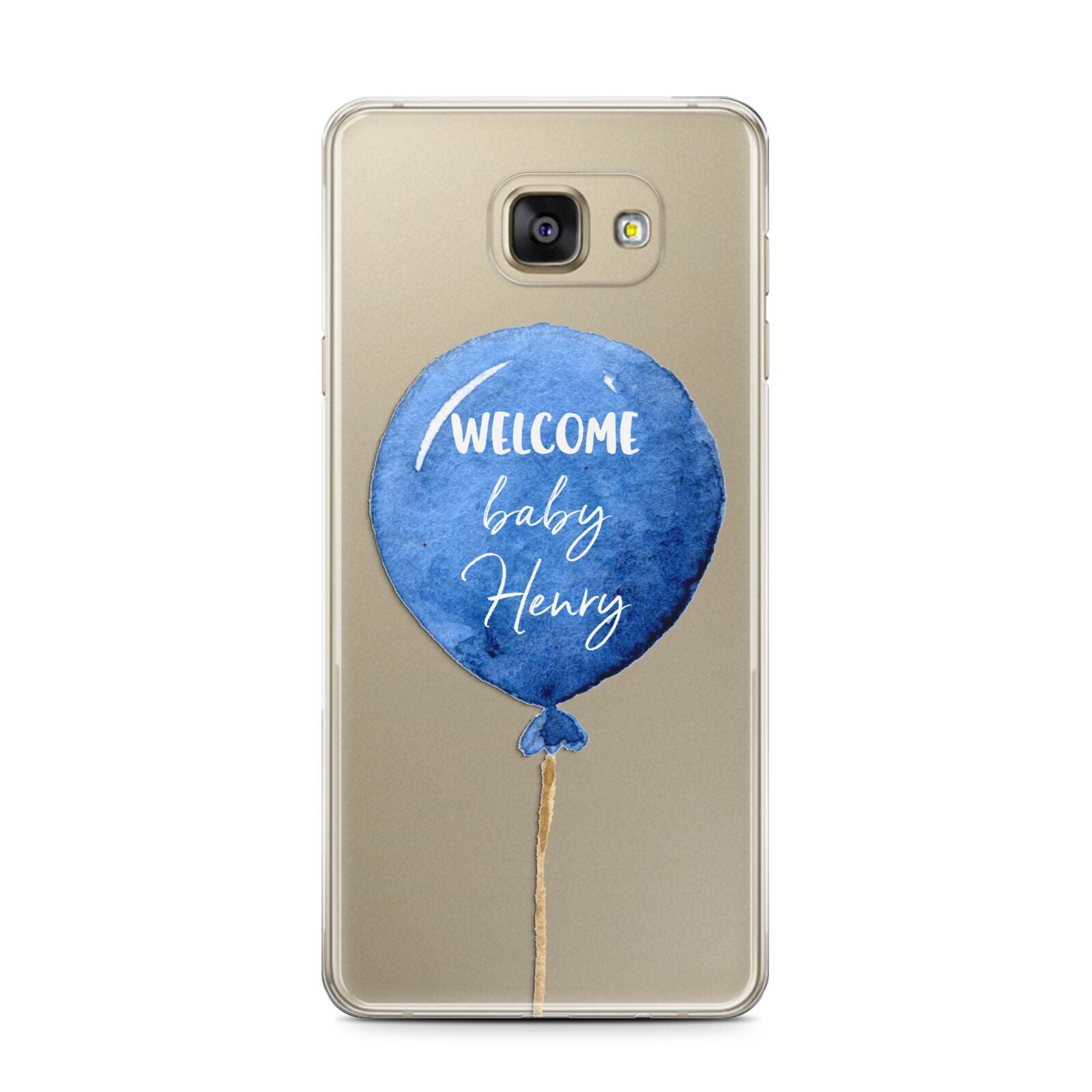 Welcome Baby Boy Balloon Samsung Galaxy A7 2016 Case on gold phone