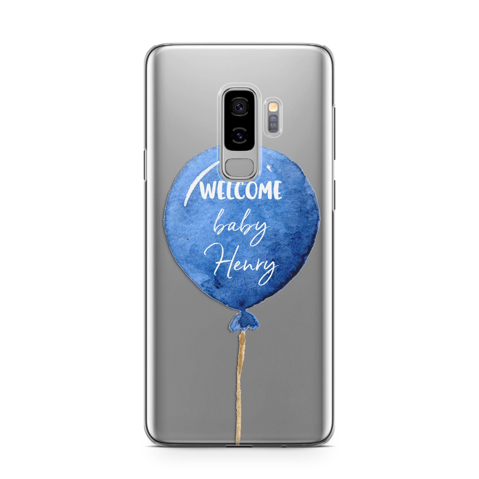 Welcome Baby Boy Balloon Samsung Galaxy S9 Plus Case on Silver phone