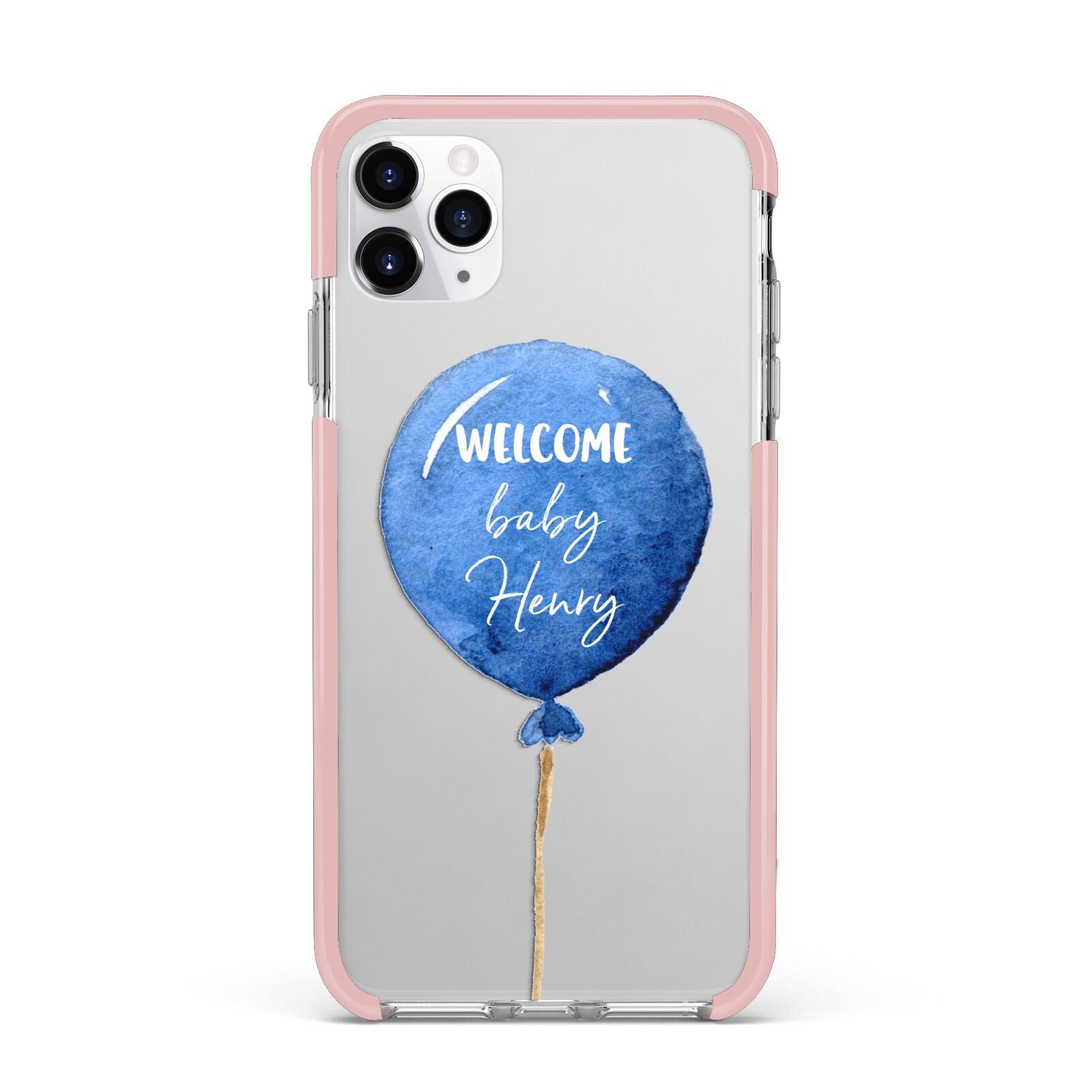 Welcome Baby Boy Balloon iPhone 11 Pro Max Impact Pink Edge Case