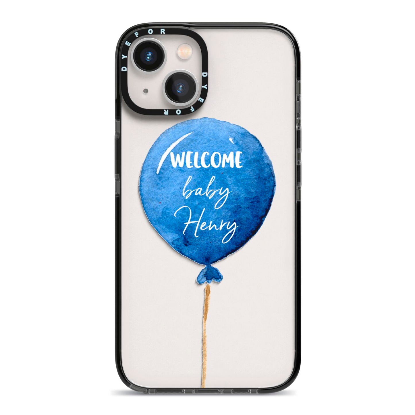 Welcome Baby Boy Balloon iPhone 13 Black Impact Case on Silver phone