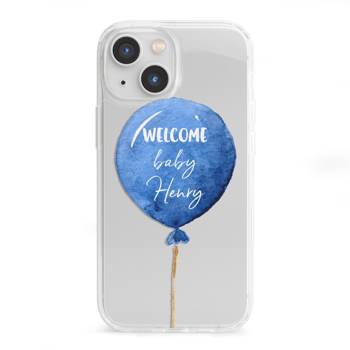 Welcome Baby Boy Balloon iPhone 13 Mini Clear Bumper Case