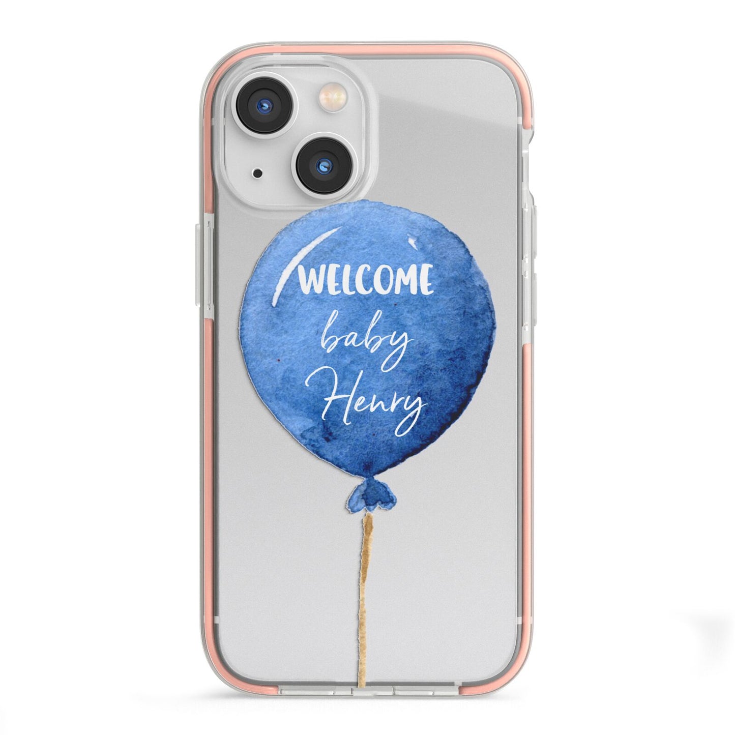 Welcome Baby Boy Balloon iPhone 13 Mini TPU Impact Case with Pink Edges