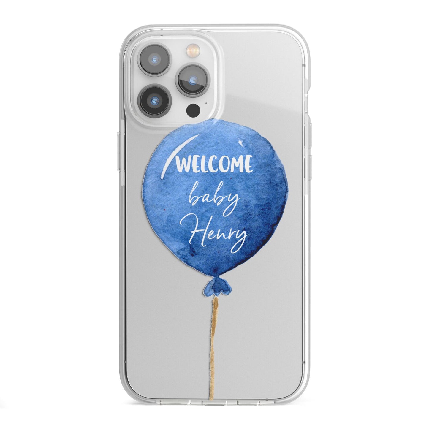 Welcome Baby Boy Balloon iPhone 13 Pro Max TPU Impact Case with White Edges