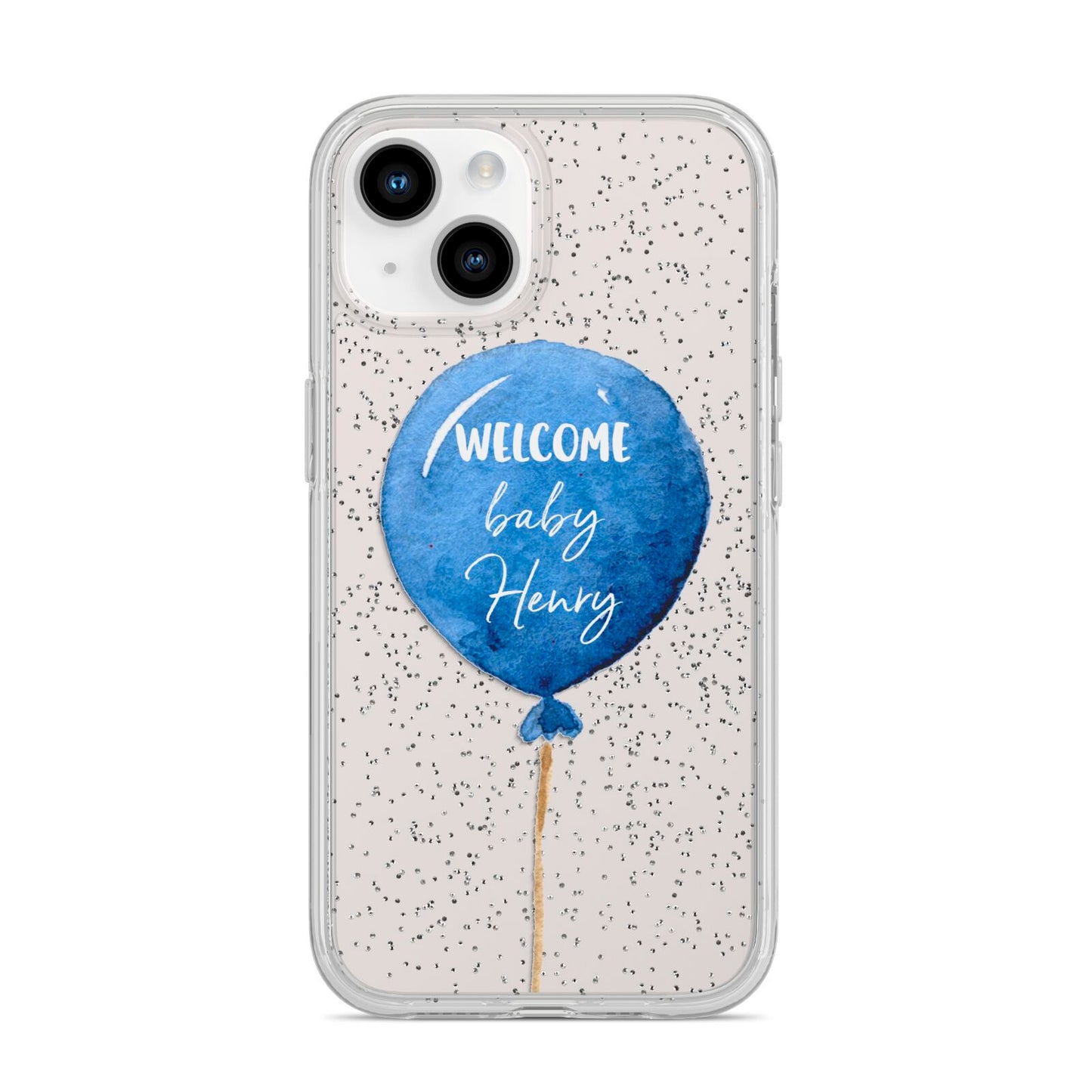 Welcome Baby Boy Balloon iPhone 14 Glitter Tough Case Starlight