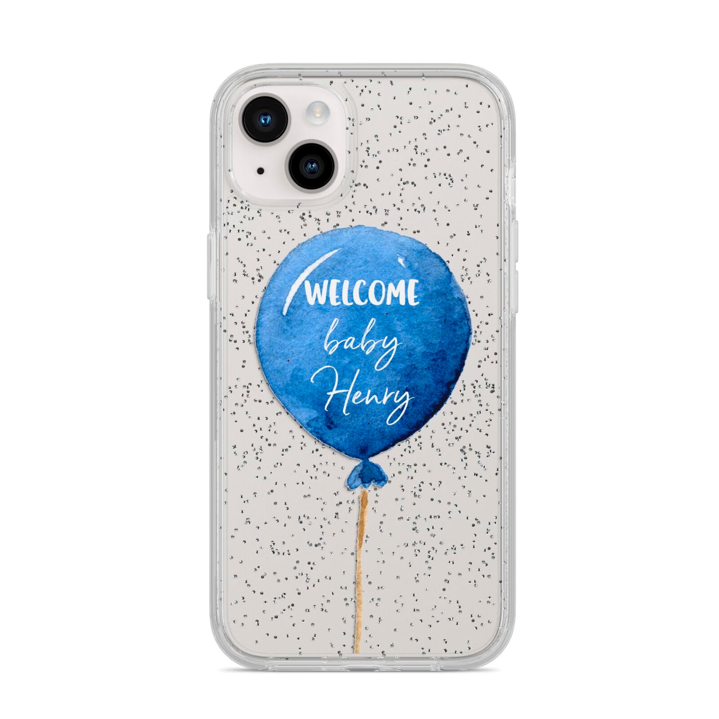 Welcome Baby Boy Balloon iPhone 14 Plus Glitter Tough Case Starlight