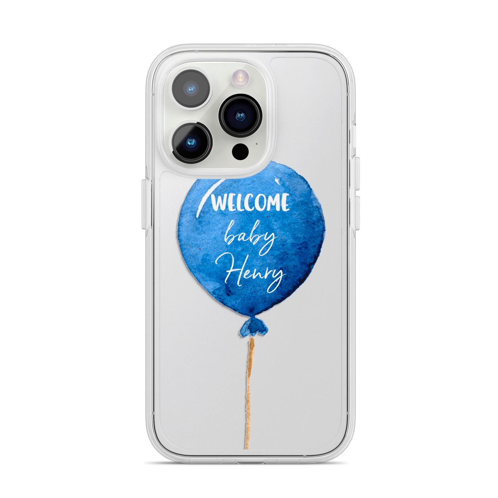 Welcome Baby Boy Balloon iPhone 14 Pro Clear Tough Case Silver