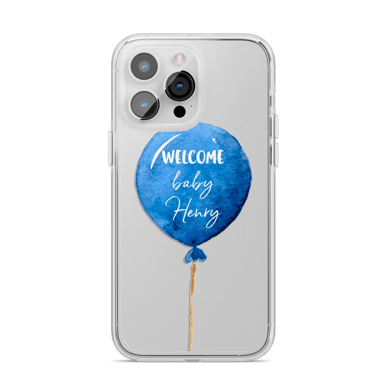 Welcome Baby Boy Balloon iPhone 14 Pro Max Clear Tough Case Silver