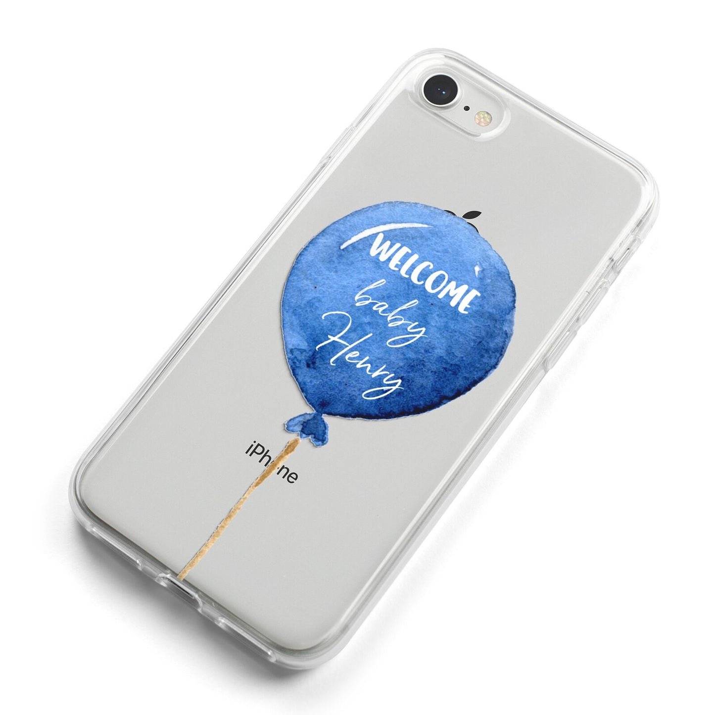 Welcome Baby Boy Balloon iPhone 8 Bumper Case on Silver iPhone Alternative Image