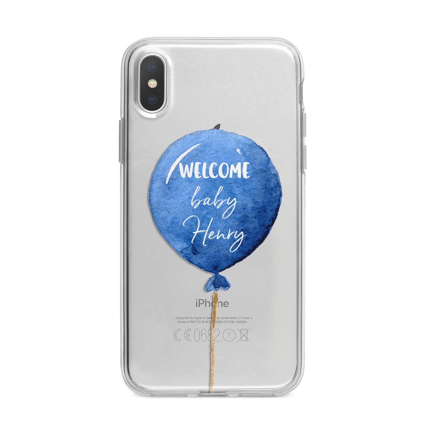 Welcome Baby Boy Balloon iPhone X Bumper Case on Silver iPhone Alternative Image 1