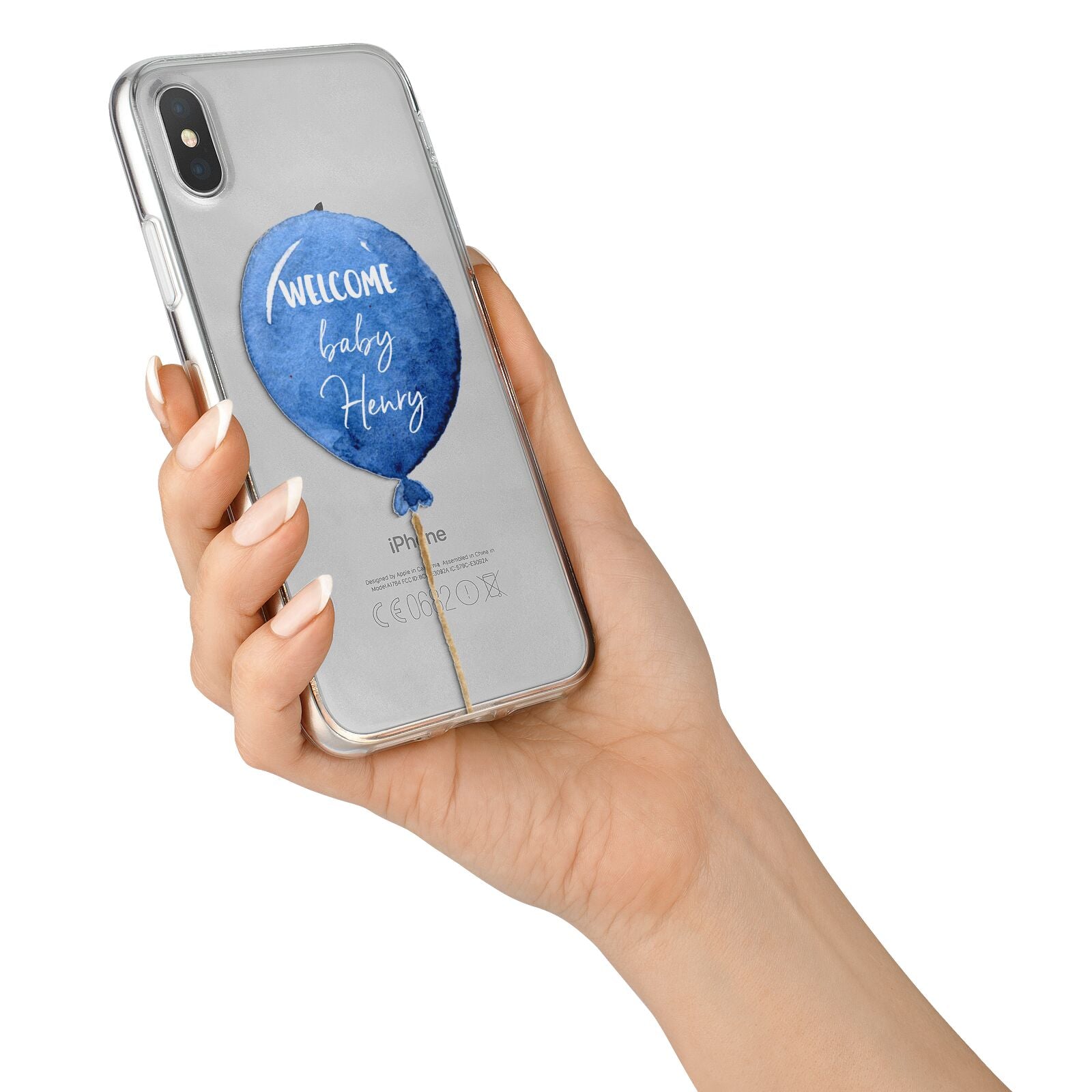 Welcome Baby Boy Balloon iPhone X Bumper Case on Silver iPhone Alternative Image 2