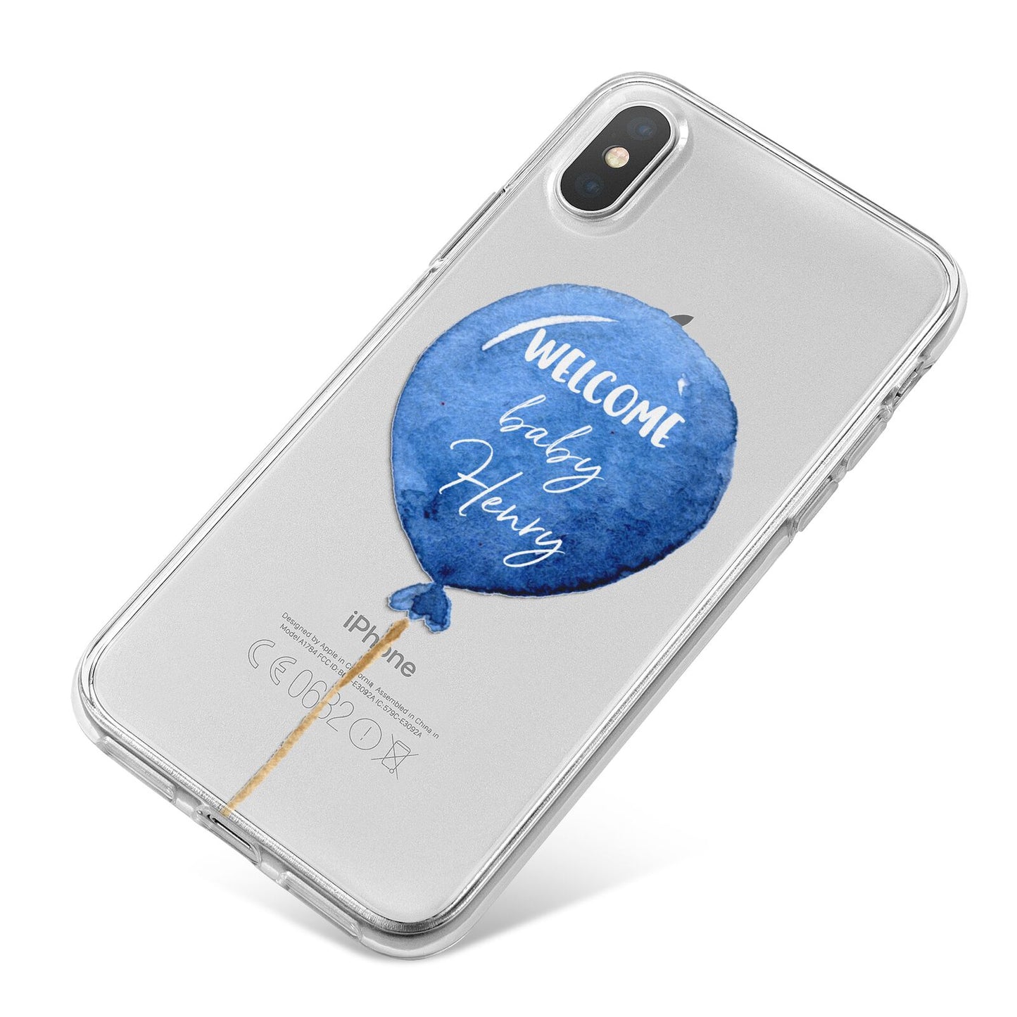 Welcome Baby Boy Balloon iPhone X Bumper Case on Silver iPhone