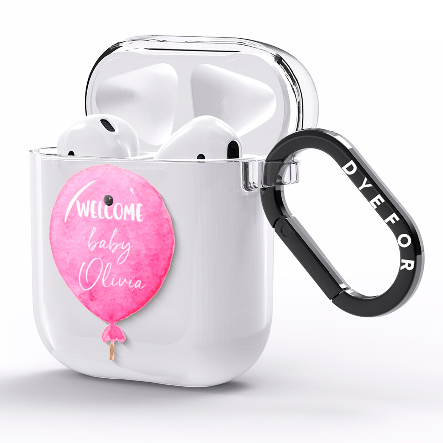 Welcome Baby Girl Balloon AirPods Clear Case Side Image