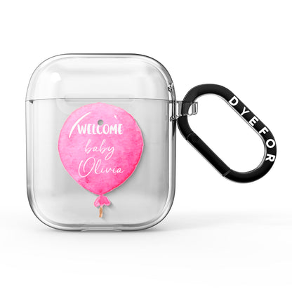 Welcome Baby Girl Balloon AirPods Clear Case