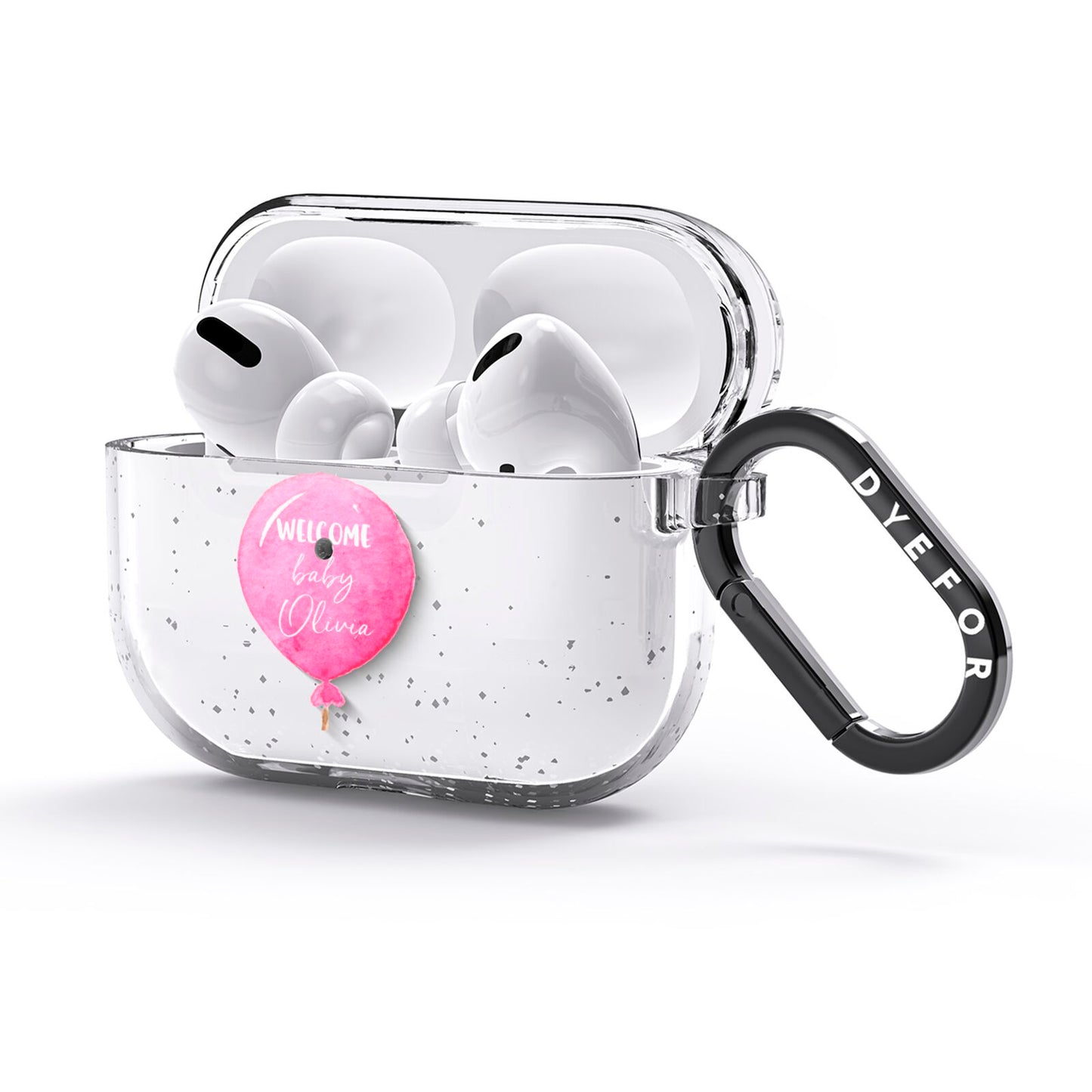 Welcome Baby Girl Balloon AirPods Glitter Case 3rd Gen Side Image