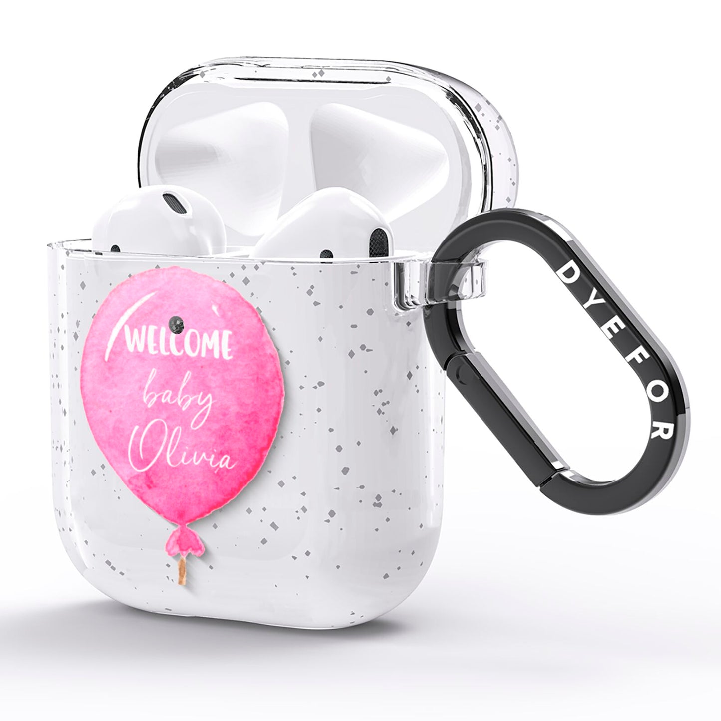 Welcome Baby Girl Balloon AirPods Glitter Case Side Image