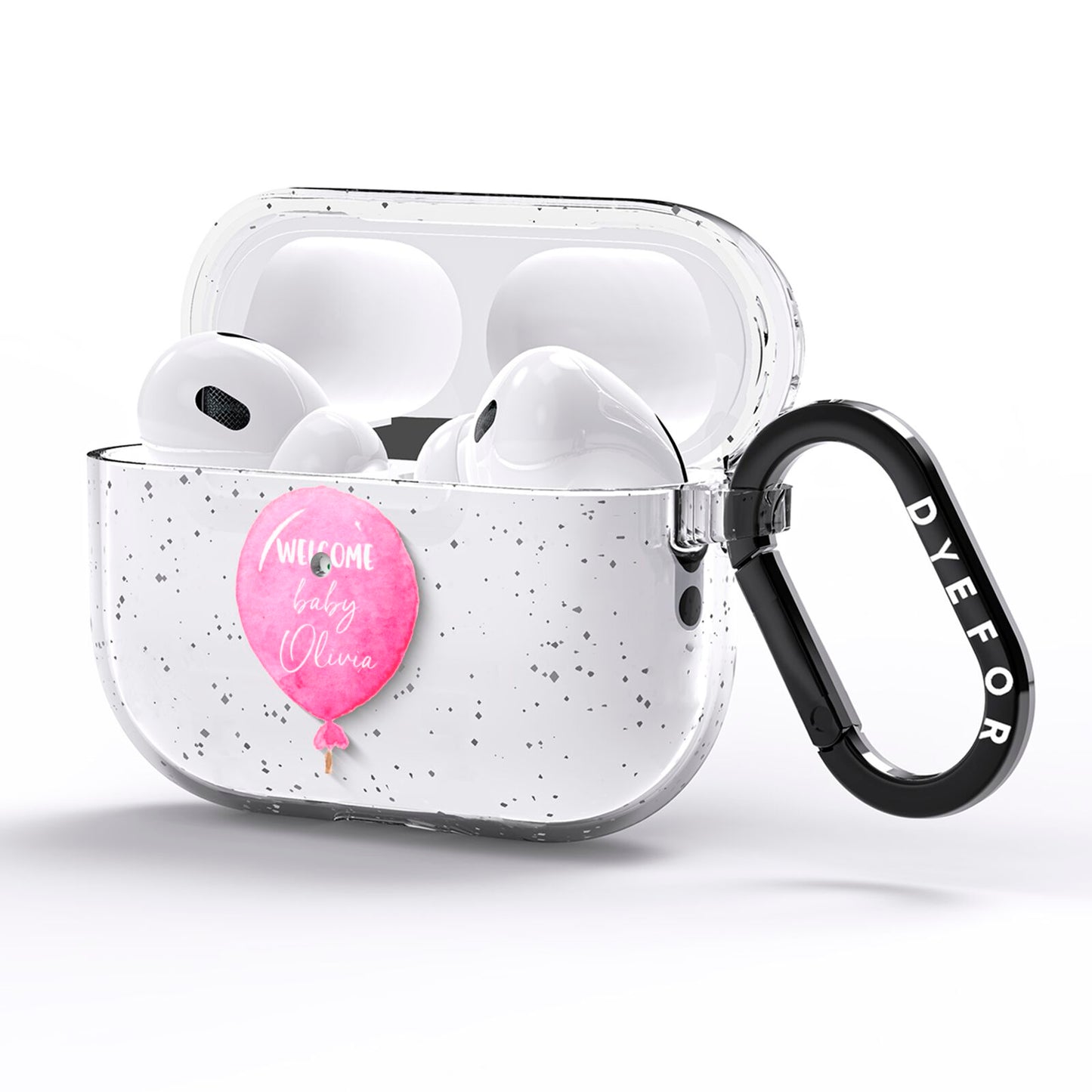 Welcome Baby Girl Balloon AirPods Pro Glitter Case Side Image