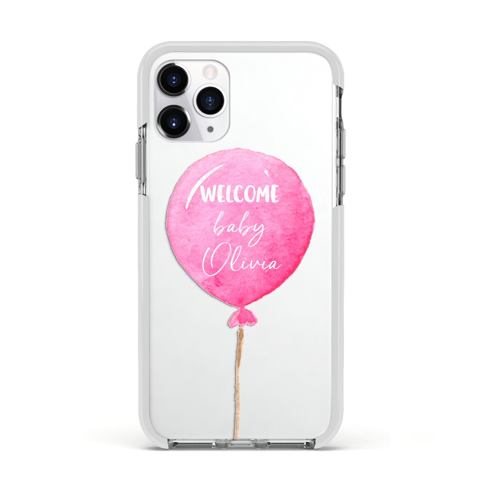 Welcome Baby Girl Balloon Apple iPhone 11 Pro in Silver with White Impact Case