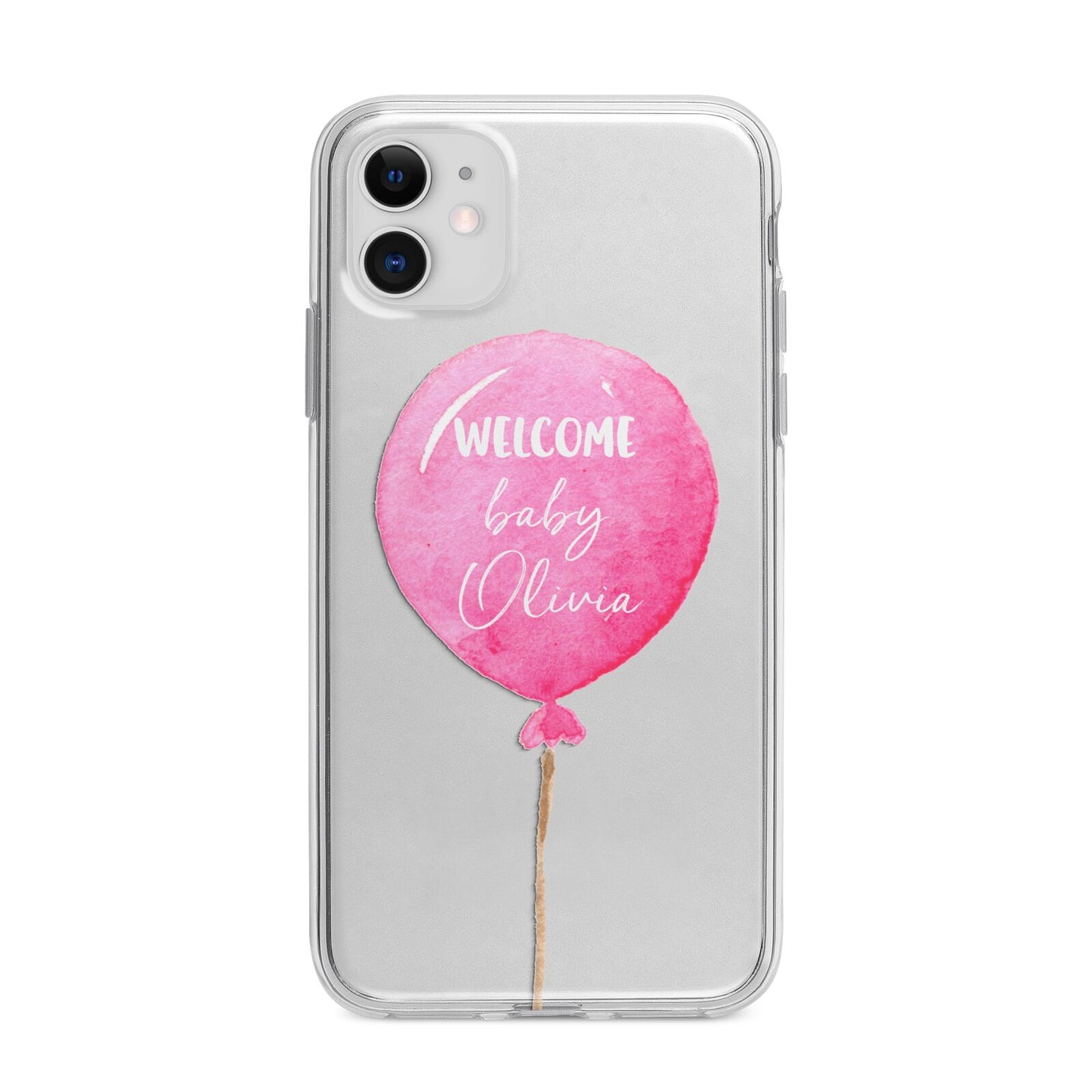 Welcome Baby Girl Balloon Apple iPhone 11 in White with Bumper Case