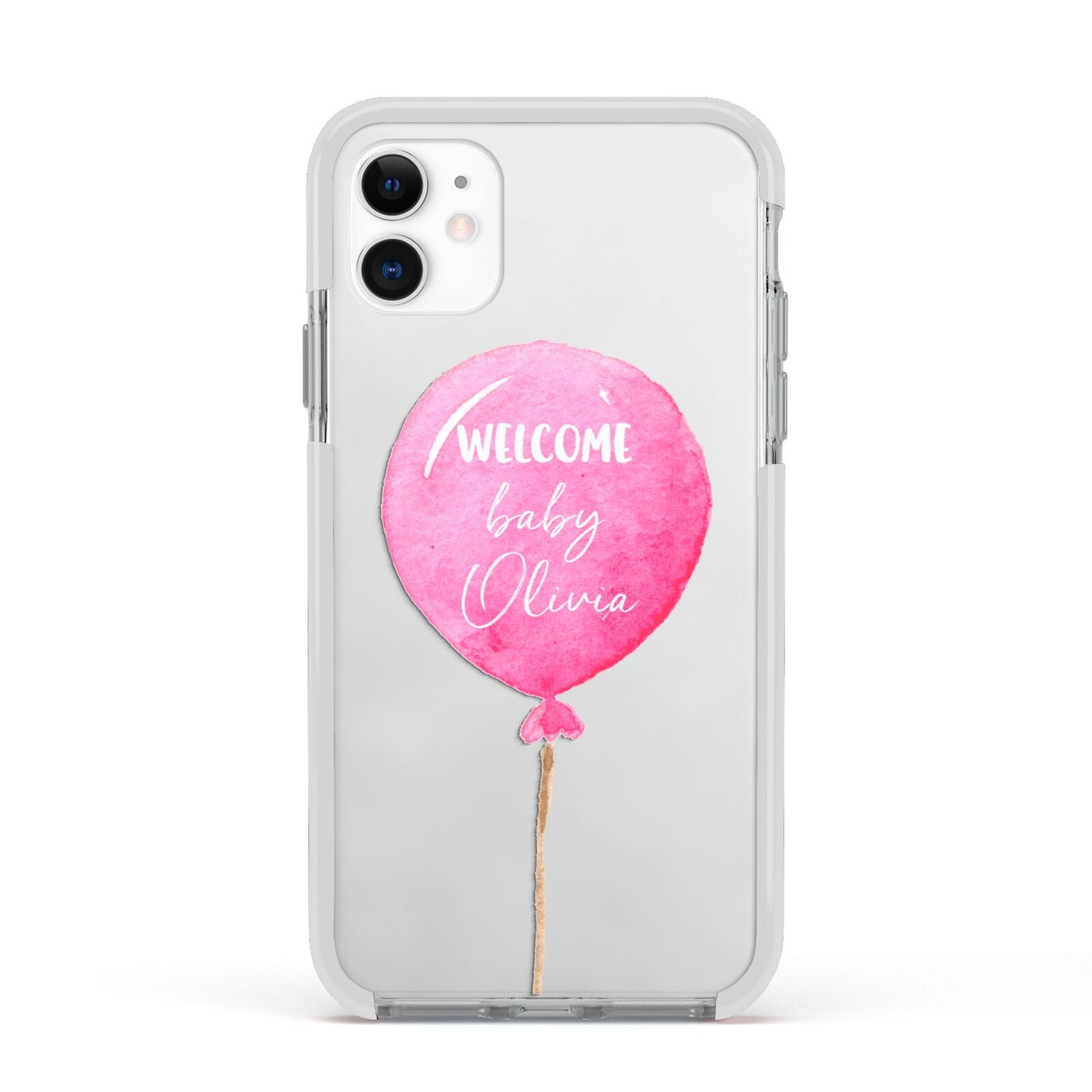 Welcome Baby Girl Balloon Apple iPhone 11 in White with White Impact Case