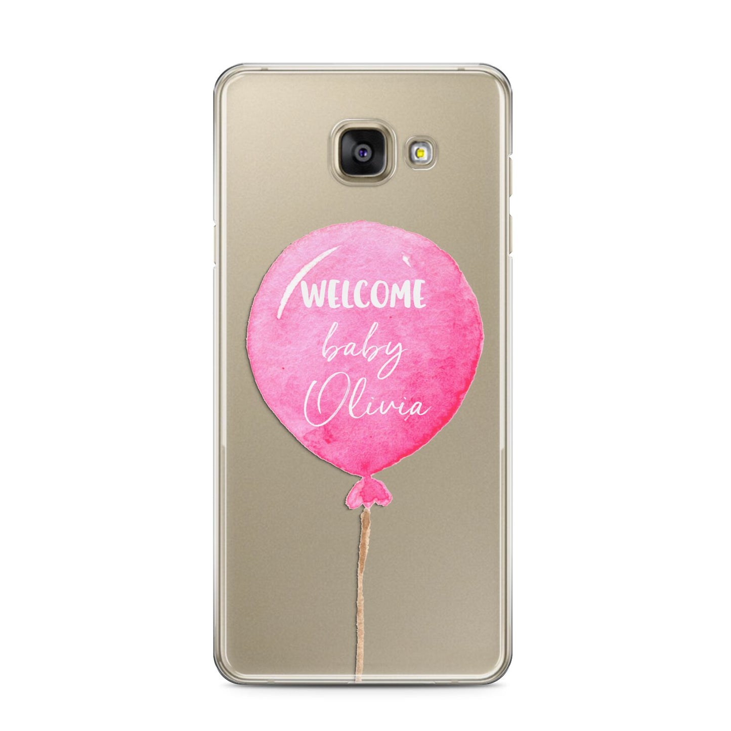 Welcome Baby Girl Balloon Samsung Galaxy A3 2016 Case on gold phone