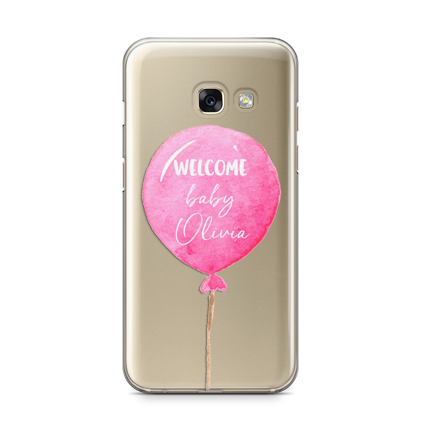 Welcome Baby Girl Balloon Samsung Galaxy A3 2017 Case on gold phone