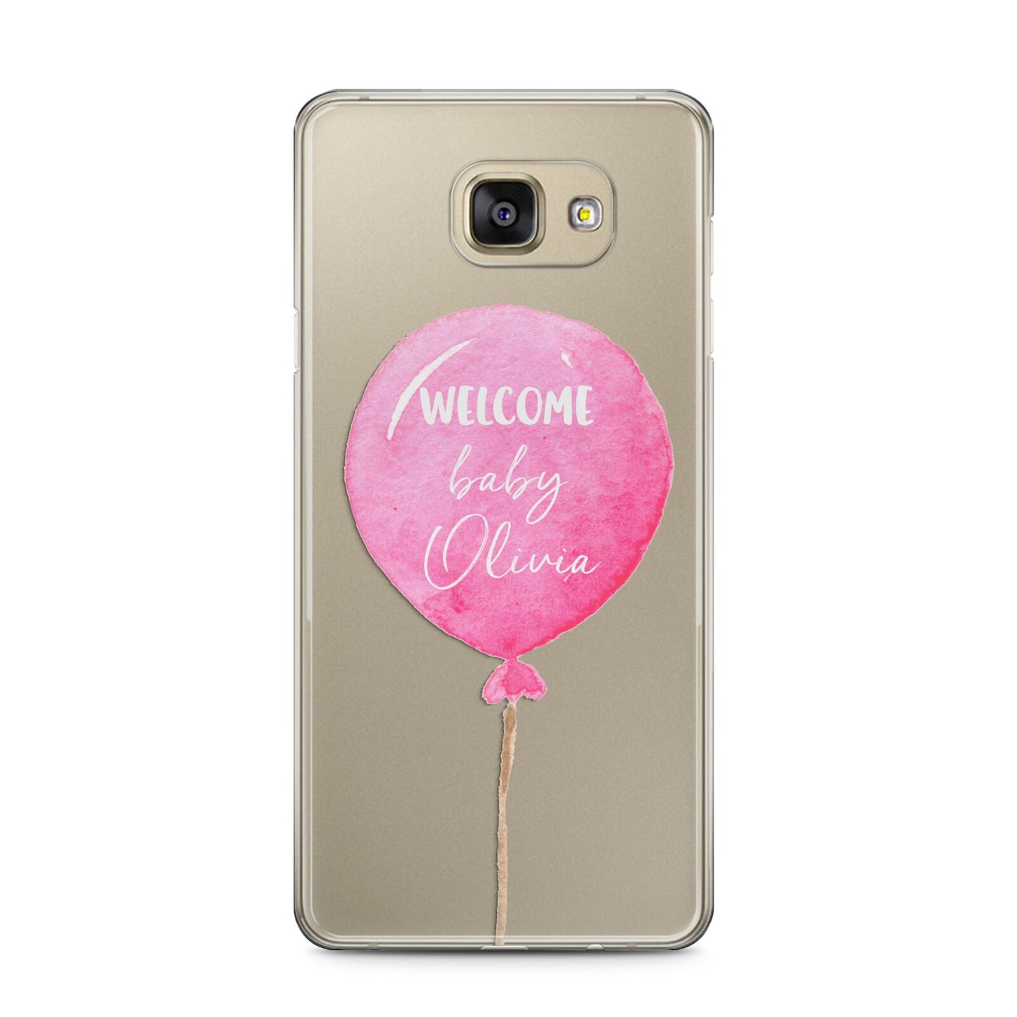 Welcome Baby Girl Balloon Samsung Galaxy A5 2016 Case on gold phone