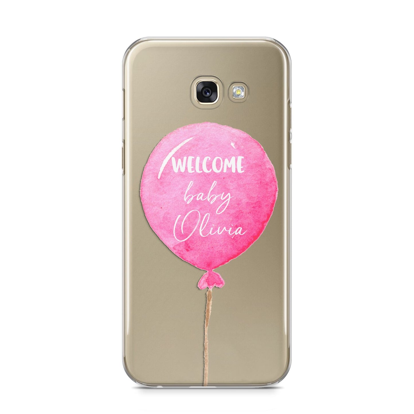 Welcome Baby Girl Balloon Samsung Galaxy A5 2017 Case on gold phone