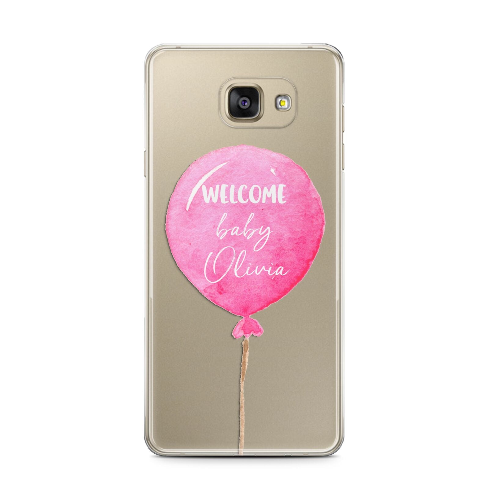 Welcome Baby Girl Balloon Samsung Galaxy A7 2016 Case on gold phone