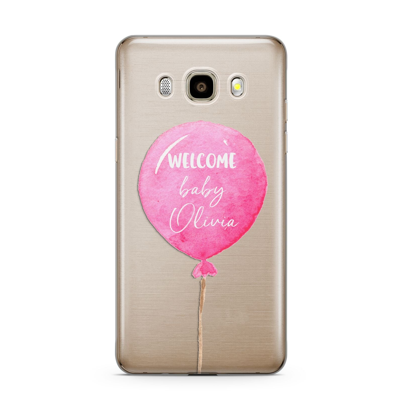 Welcome Baby Girl Balloon Samsung Galaxy J7 2016 Case on gold phone