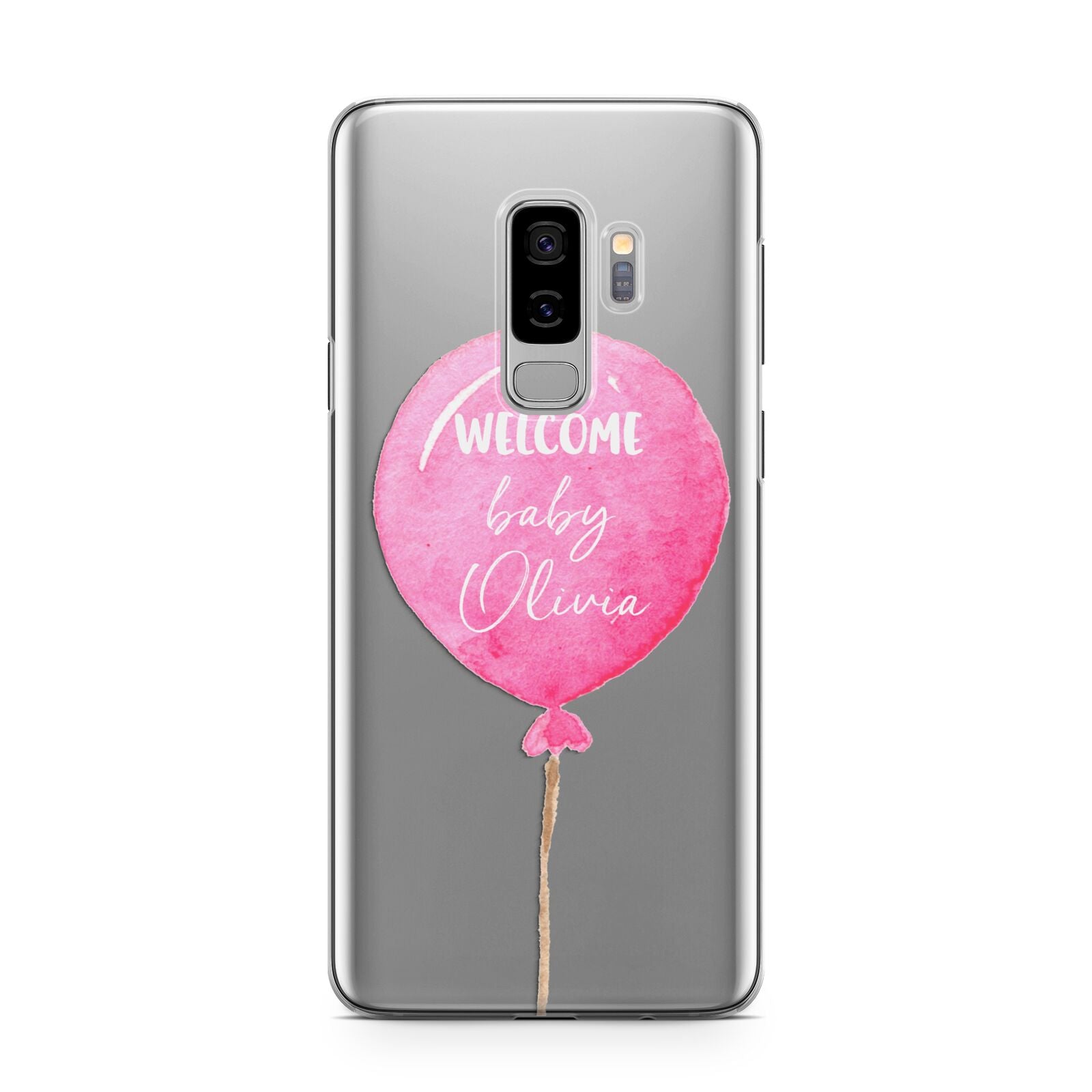 Welcome Baby Girl Balloon Samsung Galaxy S9 Plus Case on Silver phone