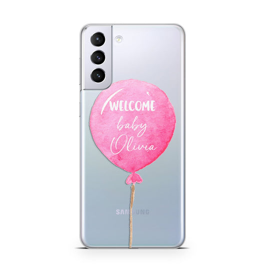 Welcome Baby Girl Balloon Samsung S21 Plus Phone Case