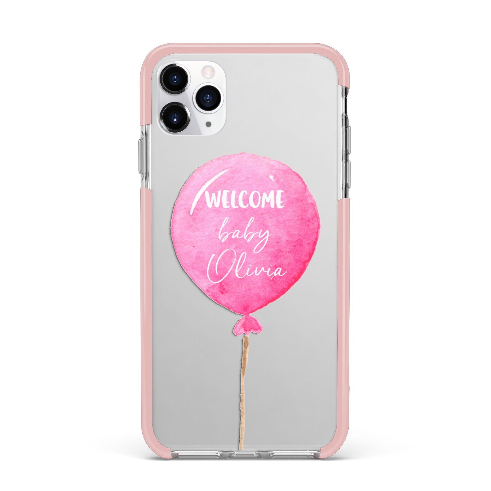 Welcome Baby Girl Balloon iPhone 11 Pro Max Impact Pink Edge Case