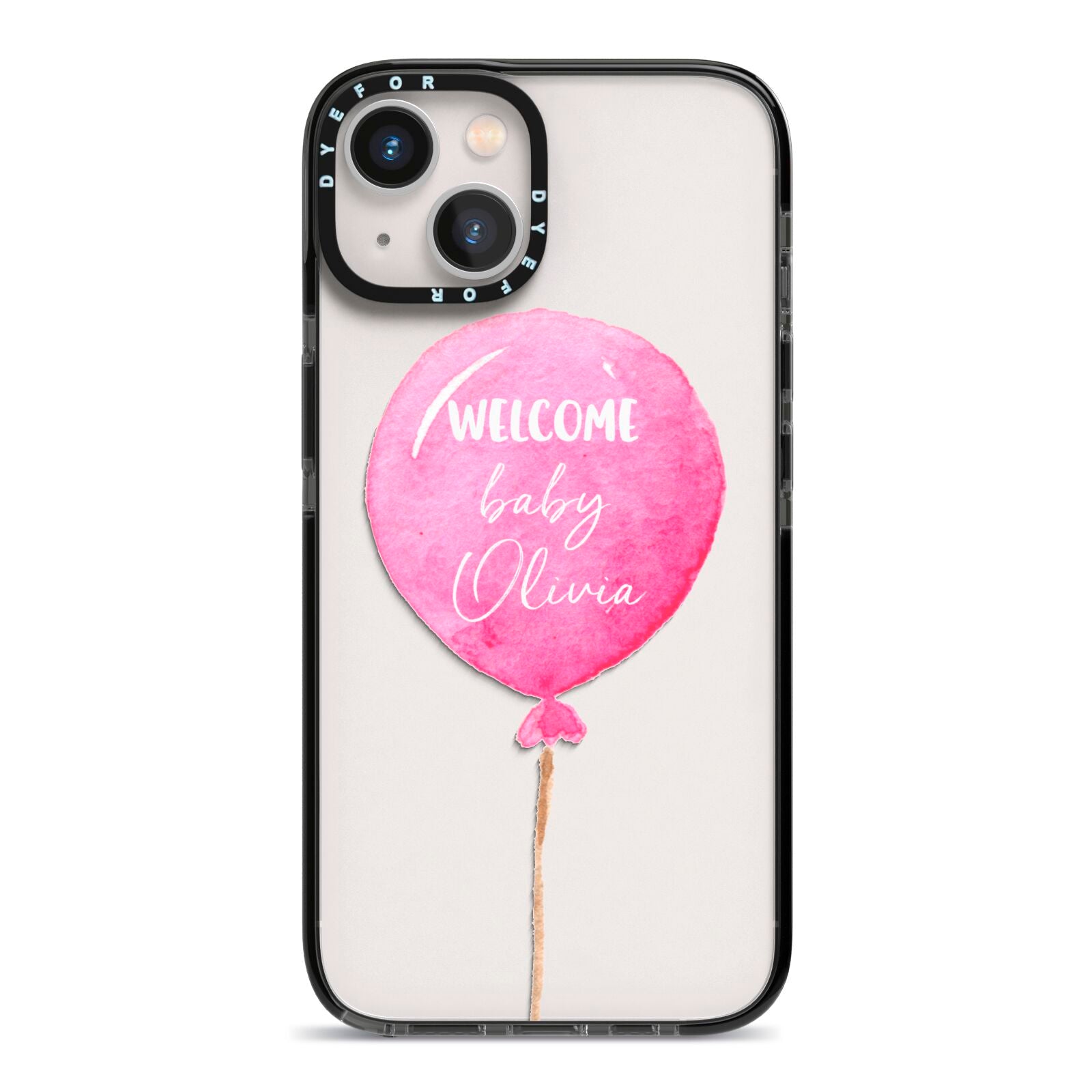 Welcome Baby Girl Balloon iPhone 13 Black Impact Case on Silver phone