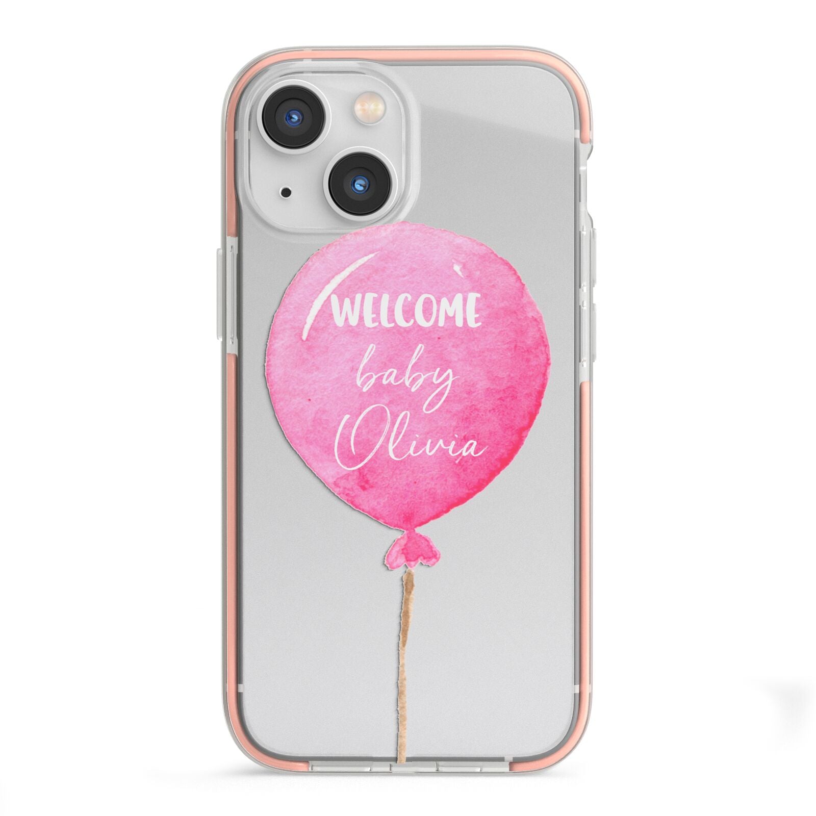 Welcome Baby Girl Balloon iPhone 13 Mini TPU Impact Case with Pink Edges