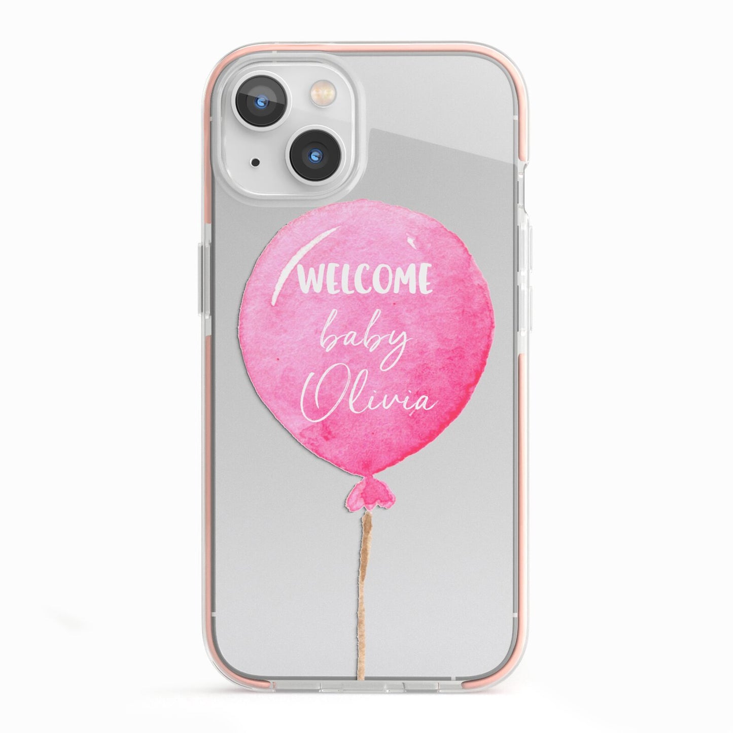 Welcome Baby Girl Balloon iPhone 13 TPU Impact Case with Pink Edges