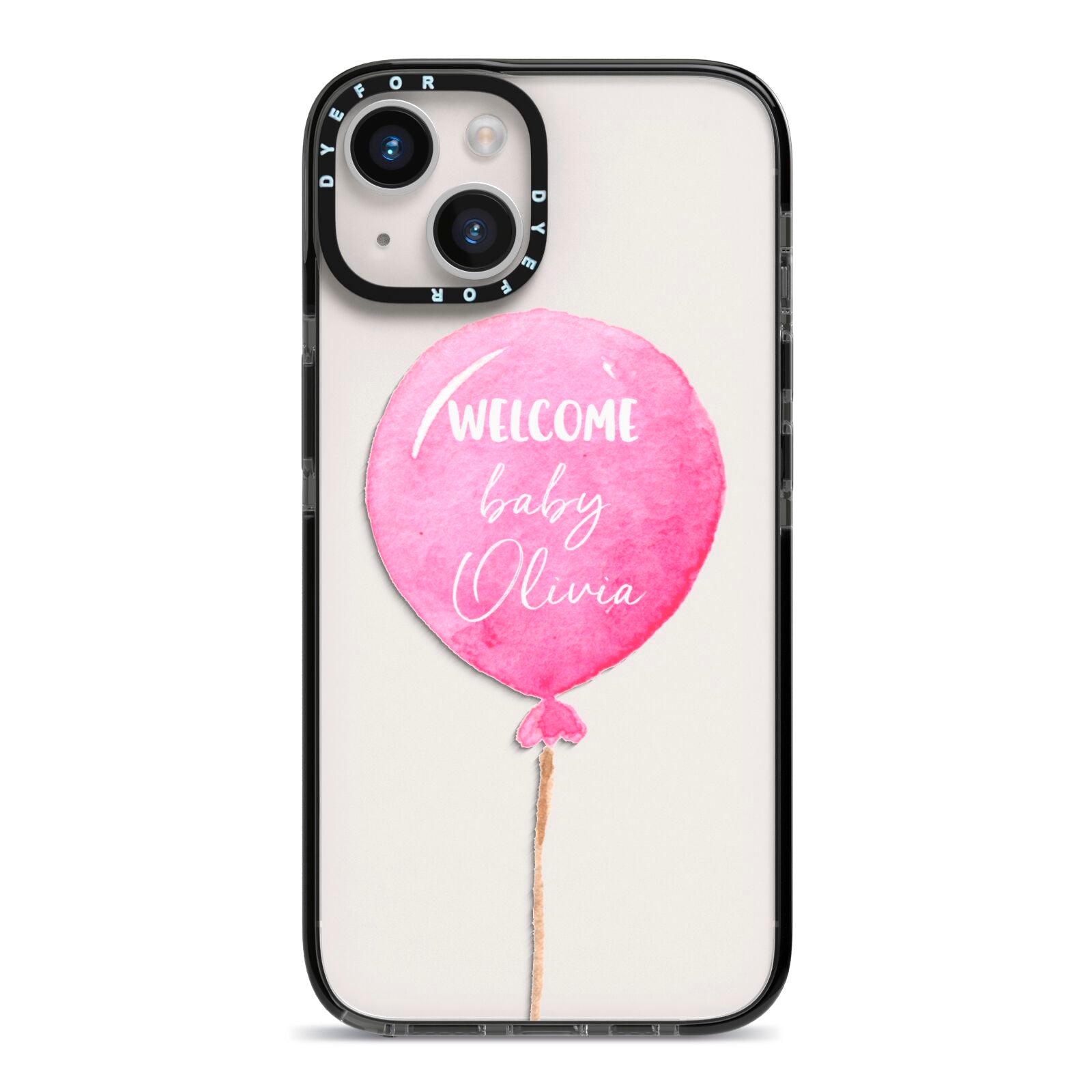 Welcome Baby Girl Balloon iPhone 14 Black Impact Case on Silver phone