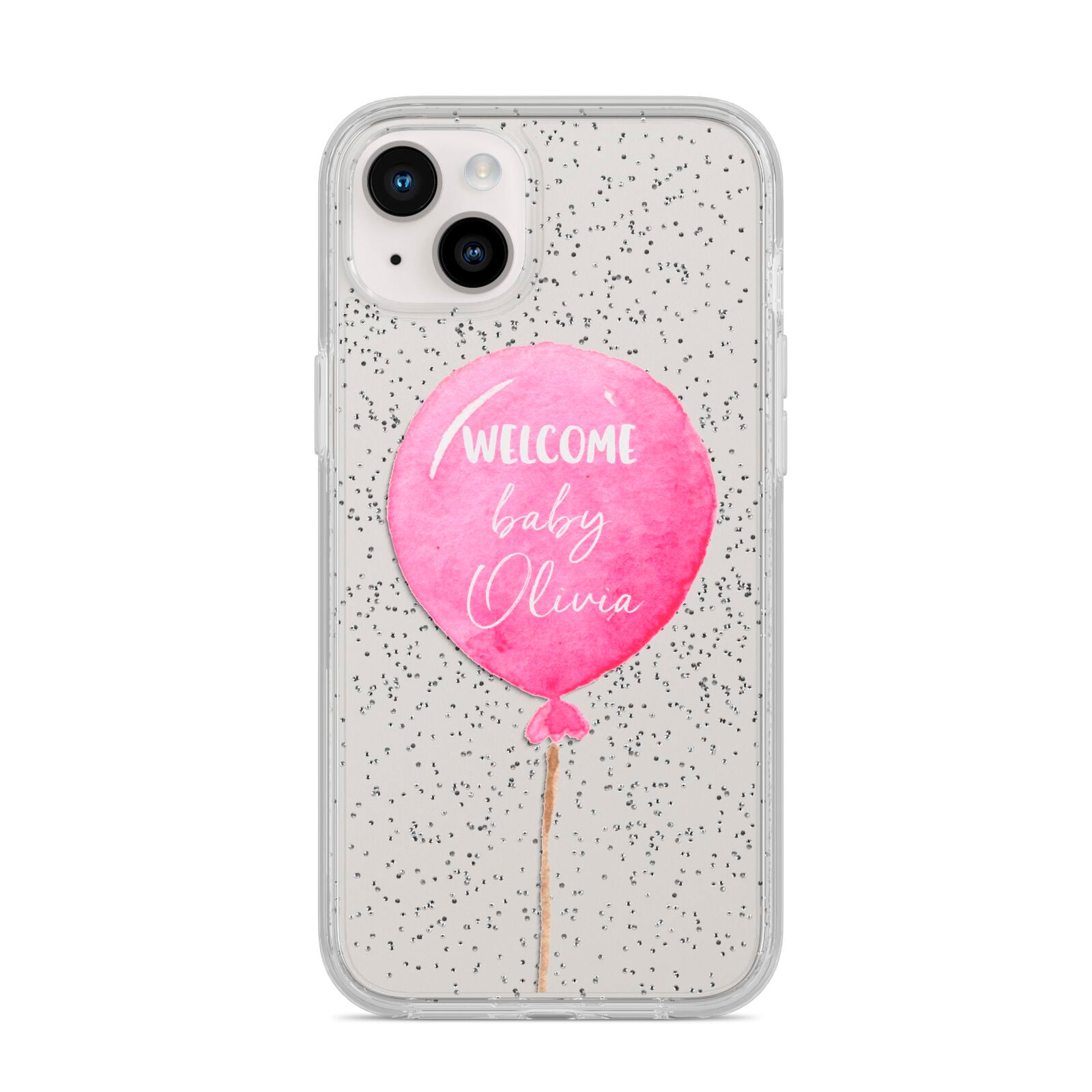 Welcome Baby Girl Balloon iPhone 14 Plus Glitter Tough Case Starlight