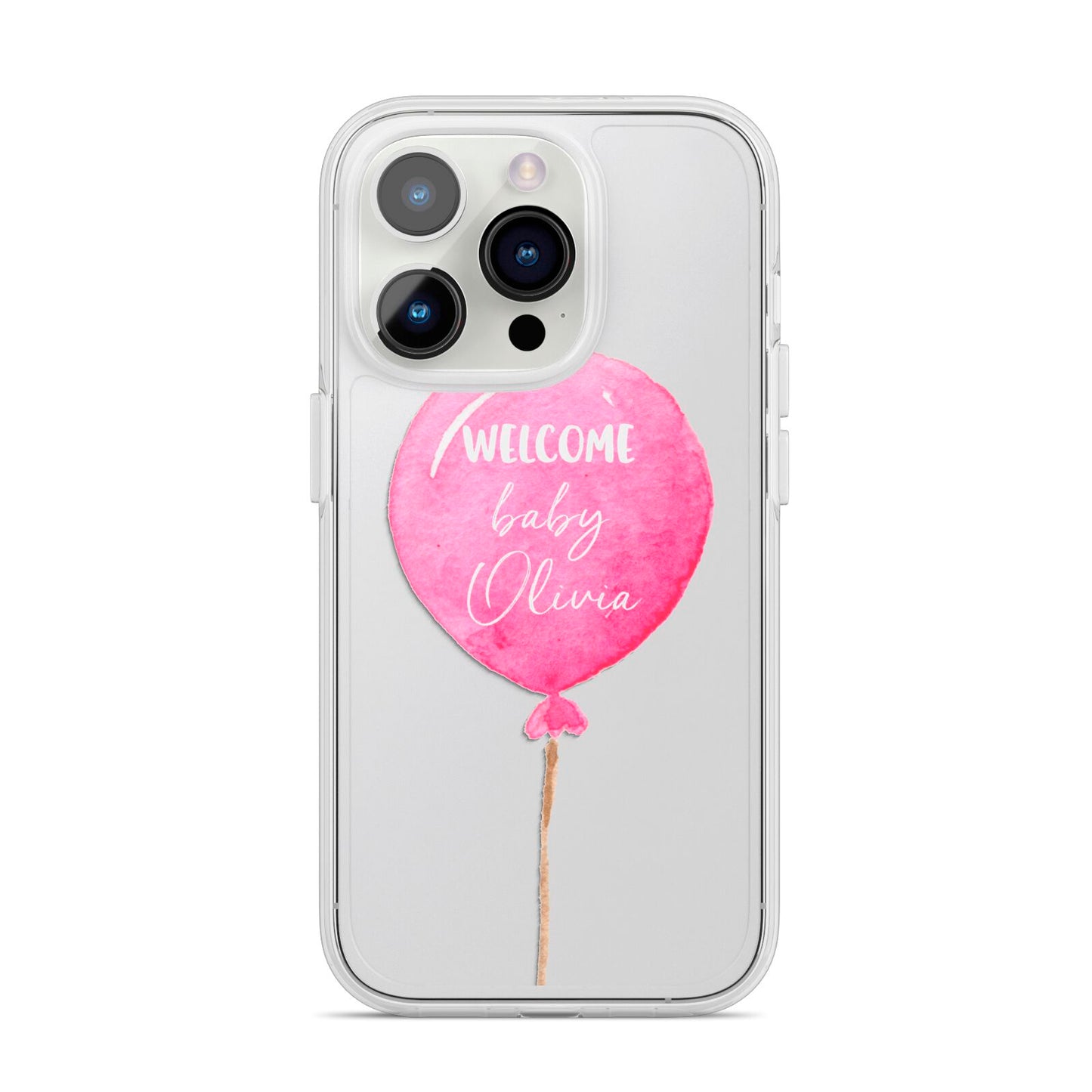 Welcome Baby Girl Balloon iPhone 14 Pro Clear Tough Case Silver