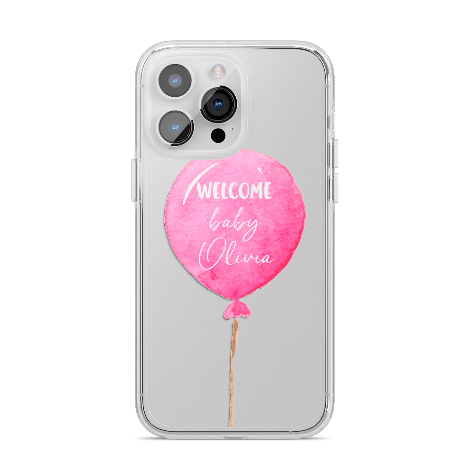 Welcome Baby Girl Balloon iPhone 14 Pro Max Clear Tough Case Silver