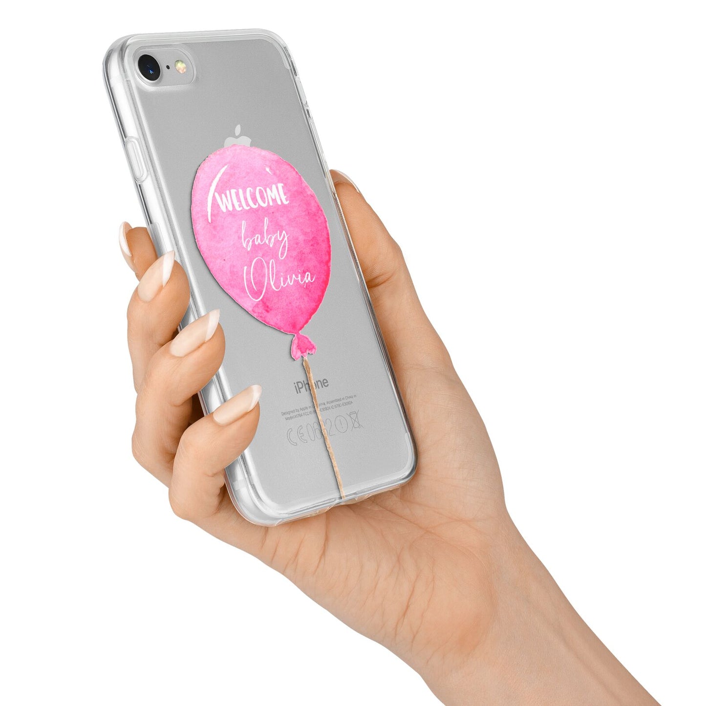 Welcome Baby Girl Balloon iPhone 7 Bumper Case on Silver iPhone Alternative Image